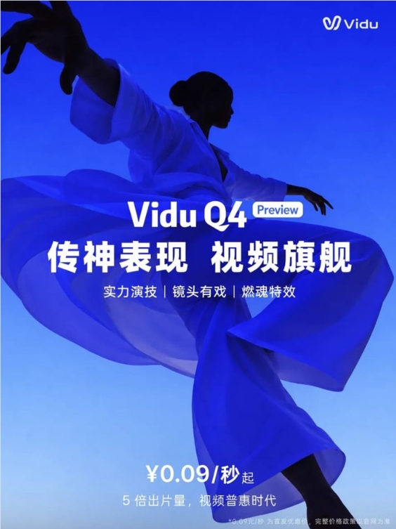 生数科技发布Vidu Q4预览版 4K视频生成能力全面升级